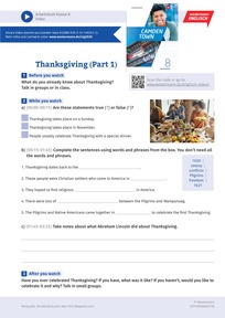 Produktabbildung zu Thanksgiving - Arbeitsblatt zum Video über Thanksgiving