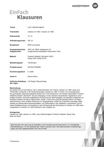 Produktabbildung zu Lyrik / Gedichtvergleich | Literatur um 1800 / Literatur um 1900 - Friedrich Hölderlin: Die Nacht (1807) Georg Trakl: Verfall (1913)