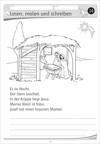 Werkstatt Weihnachten - Arbeitsblatt Lesen, malen und schreiben