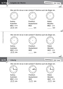 Produktabbildung zu Themenwelt der Zahl: Aufgabe der Woche 02/2015 - Uhrzeit: Uhrzeiten finden, Zeiger eintragen