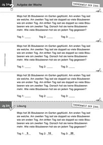 Produktabbildung zu Themenwelt der Zahl: Aufgabe der Woche 38/2018 - Zahlen und Operationen: Sachaufgabe mit Knobelcharakter zum Verdoppeln