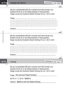 Produktabbildung zu Themenwelt der Zahl: Aufgabe der Woche 48/2014 - Rechnen mit Längen - Sachrechnen