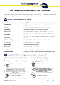 Produktabbildung zu Sich selbst einschätzen: Stärken und Schwächen - - ein Arbeitsblatt zur Selbsteinschätzung (ab Klasse 5)