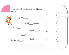 Rechtschreibphänomene - Beispielkarte Merkwörter mit «aa»