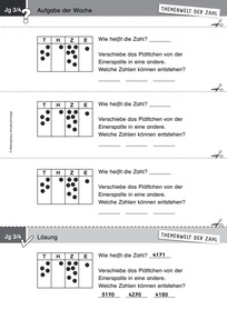 Produktabbildung zu Themenwelt der Zahl: Aufgabe der Woche 24/2016 - Muster und Strukturen: Plättchen in der Stellentafel verschieben (Klasse 3/4)