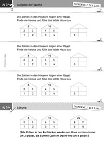 Produktabbildung zu Themenwelt der Zahl: Aufgabe der Woche 20/2018 - Muster und Strukturen/Zahlen und Operationen: arithmetische Regel entdecken und fortsetzen