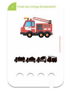 Erste Schattenspiele 3+. Beispielkarte Feuerwehrauto