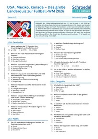 Produktabbildung zu USA, Mexiko, Kanada - Das große Länderquiz zur Fußball-WM 2026 - - Fächerübergreifend / Politik / Geschichte / Erdkunde ab Klasse 8