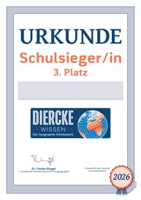 Produktabbildung zu Urkunde: Schulsieger/-in (3. Platz) - Diercke WISSEN 2026