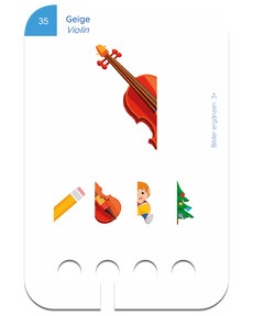 Bilder ergänzen 3+. Beispielkarte Geige