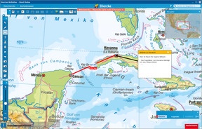 Screenshot - Diercke Atlas PC - Mittelamerika (physische Karte) - Notiz- und Distanzmesswerkzeug