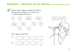 Kolibri Arbeitsheft 3/4 - Seite 7 "Beatboxen - Rhythmus mit der Stimme"