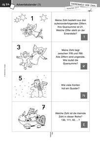 Produktabbildung zu Themenwelt der Zahl: Adventskalender 3/4 - Kopiervorlagen - Monatsspecial November 2017