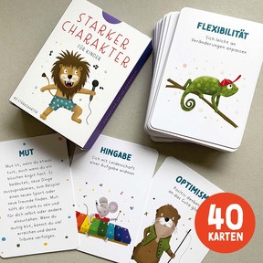 40 liebevoll illustrierte Stärkekarten fördern Selbstbewusstsein, Reflexion und eine positive Selbstwahrnehmung.