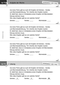 Produktabbildung zu Themenwelt der Zahl: Aufgabe der Woche 07/2018 - Daten, Häufigkeit, Wahrscheinlichkeit: problemhaltige Sachaufgabe (Klasse 1/2)