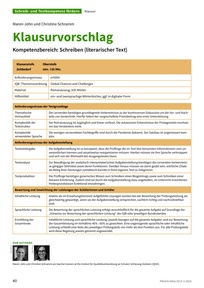 Produktabbildung zu Klausurvorschlag - Kompetenzbereich: Schreiben (literarischer Text)