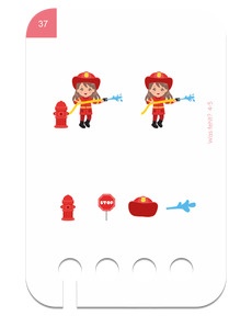 Was fehlt 4-5+. Beispielkarte Feuerwehrfrau
