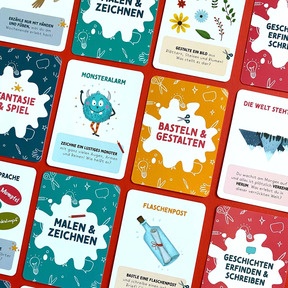 Aufgaben aus den Bereichen Malen, Schreiben, Basteln und Fantasie inspirieren Kinder sofort zum Gestalten.