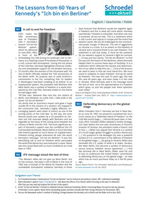 Produktabbildung zu The Lessons from 60 Years of  Kennedy's "Ich bin ein Berliner!" - - Englisch / Geschichte / Politik ab Klasse 9