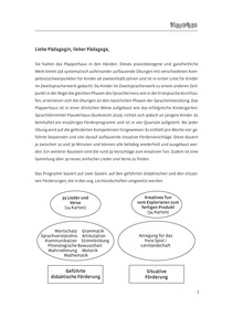 Plapperhaus - Auszug Anleitungsheft: Einleitung, Inhaltsangabe, Quartalsplan