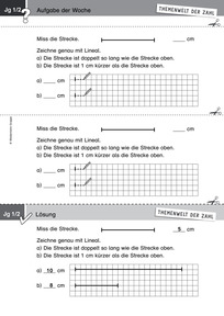 Produktabbildung zu Themenwelt der Zahl: Aufgabe der Woche 11/2017 - Größen und Messen: Strecken messen und nach Vorgaben zeichnen (Klasse 1/2)