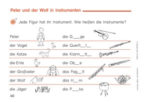 Kolibri Arbeitsheft 1/2 - Seite 40 "Peter und der Wolf in Instrumenten"