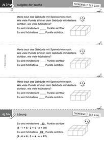 Produktabbildung zu Themenwelt der Zahl: Aufgabe der Woche 08/2018 - Raum und Form: Räumliche Geometrie: Kopfgeometrie am Würfelgebäude (Klasse3/4)