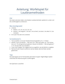 Produktabbildung zu Leseförderung - Anleitung zum Würfelspiel