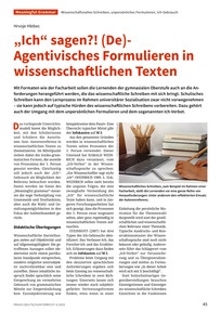 Produktabbildung zu "Ich" sagen?! (De)Agentivisches Formulieren in wissenschaftlichen Texten