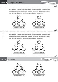 Produktabbildung zu Themenwelt der Zahl: Aufgabe der Woche 07/2017 - Zahlen und Operationen: Zahlen zu vorgegebenen Summen einsetzen (Klasse 1/2)