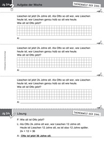 Produktabbildung zu Themenwelt der Zahl: Aufgabe der Woche 38/2016 - Knobelaufgabe: Sachrechnen zum Thema Alter (Klasse 3/4)