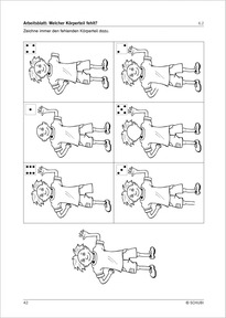 Sprachschatzkiste: Arbeitsblatt Körperteile (Muster)