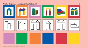 Welche Zeichnung passt zu den Bauklötzchen?