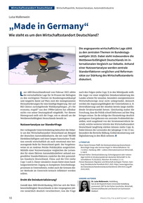 Produktabbildung zu „Made in Germany“ - Wie steht es um den Wirtschaftsstandort Deutschland?
