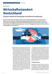 Produktabbildung zu Wirtschaftsstandort Deutschland - Einige grundsätzliche Überlegungen und konkrete Anhaltspunkte