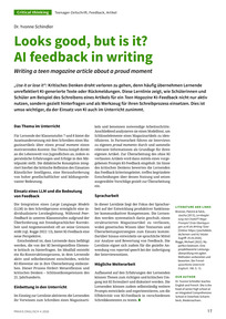 Produktabbildung zu Looks good, but is it? AI feedback in writing - Writing a teen magazine article about a proud moment