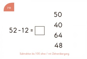 Beispielkarte: Subtraktion bis 100