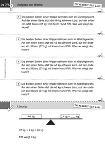 Produktabbildung zu Themenwelt der Zahl: Aufgabe der Woche 12/2014 - Klasse 3/4: Rechnen mit Gewichten (kg)