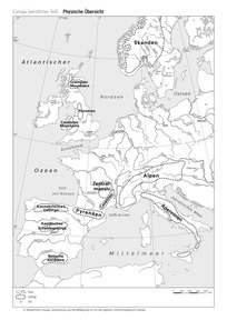 Produktabbildung zu Europa westlicher Teil - Physische Übersicht