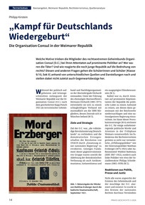 Produktabbildung zu „Kampf für Deutschlands Wiedergeburt“ - Die Organisation Consul in der Weimarer Republik