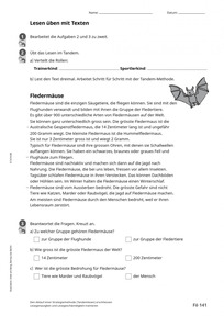 Beispielseite Förder-Kopiervorlagen 5: Lesen - Lesen üben mit Texten