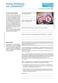 Produktabbildung zu Online-Petitionen - nur "Clicktivism"? (Demokratie kompakt) - - Fächerübergreifend / Politik ab Klasse 8