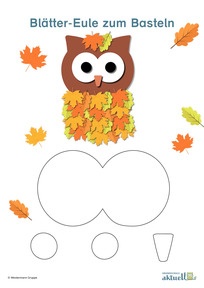Produktabbildung zu Blätter-Eule zum Basteln - Herbstliche Bastelvorlage fürs Klassenzimmer