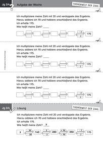 Produktabbildung zu Themenwelt der Zahl: Aufgabe der Woche 04/2017 - Zahlen und Operationen: mehrschrittiges Zahlenrätsel zu allen Rechenoperationen (Klasse 3/4)