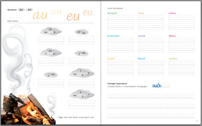 Weitere Buchstabenfolgen: Beispielseite 10-11, Bausteine au, eu