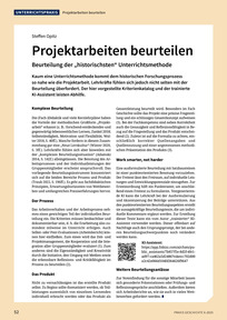 Produktabbildung zu Projektarbeiten beurteilen - Beurteilung der „historischsten“ Unterrichtsmethode