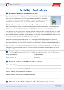 Produktabbildung zu Earth Day ? Good to know - Englisch-Arbeitsblatt zum Thema "Earth Day"