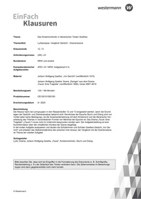 Produktabbildung zu Das Kindsmordmotiv in literarischen Texten Goethes | Lyrikanalyse. Vergleich Gedicht - Dramenszene - Johann Wolfgang Goethe: "Vor Gericht" (veröffentlicht 1815); Johann Wolfgang Goethe: Szene "Zwinger" aus dem Drama "Faust. Eine Tragödie" (veröffentlicht 1808), Verse 3587-3619