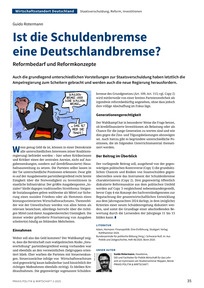 Produktabbildung zu Ist die Schuldenbremse eine Deutschlandbremse? - Reformbedarf und Reformkonzepte
