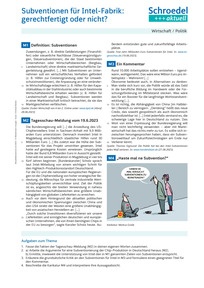 Produktabbildung zu Subventionen für Intel-Fabrik: gerechtfertigt oder nicht? - - Wirtschaft / Politik ab Klasse 9
